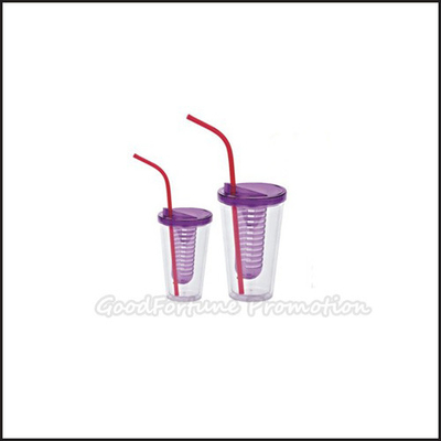 comprar logotipo en espiral impresa copa de fruta de plástico con copa de agua con paja Fabricación en línea