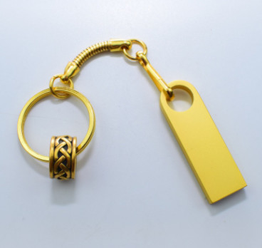 Buy Custom Business Gifts High Speed Yellow Metal Gold Usb Flash Drive Disk With Keyring online manufacture