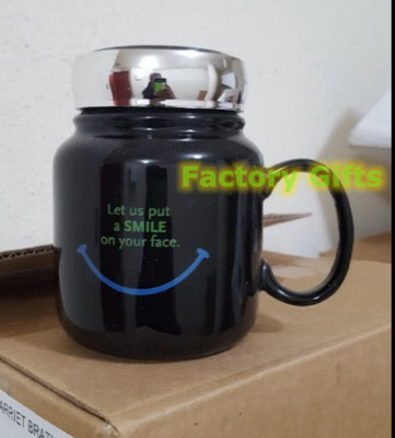 Buy Black Shinny Gloss Finished Ceramic Coffee Mugs Cup With Mirror Lid To Go Mug online manufacture