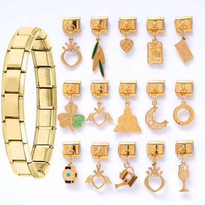 Beli Hot Selling Stainless Steel Italian Charm Menggantung untuk DIY Perhiasan Membuat Fashion Geometri Italia Charms Gelang untuk Wanita pembuatan online