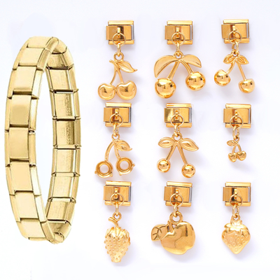 acheter Dessins de mode Charms italiens en acier inoxydable Plaqué or 18 carats Dessin animé Animal Coeur Pendentifs italiens Bracelets de charme Bijoux fabrication en ligne