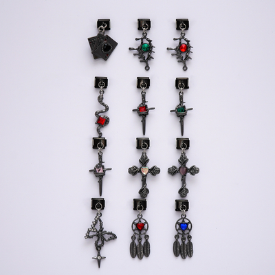comprare Design di moda Italian Charms in acciaio inossidabile Nero Croce Ciondoli italiani Braccialetti con diamanti fabbricazione online