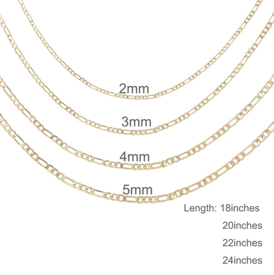 Mua 3mm 4mm 5mm 6mm 7mm Width Multiple Length Necklace Cuban Link Chain 18K Gold Pave Cut Figaro Link Chain sản xuất trực tuyến