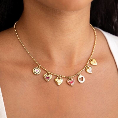 acheter Collier pendentif bonbons colorés en acier inoxydable, breloques géométriques en forme de cœur pour la fabrication de bijoux DIY fabrication en ligne