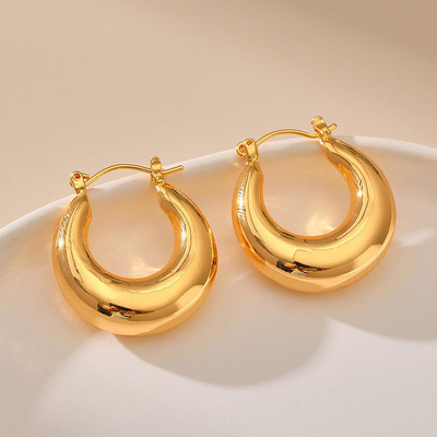 Mua High-end Ring Earrings Stainless Steel Allergy Resistant Ring Earrings 18k Gold Plated Simple Fashion Luxury Metal Jewelry sản xuất trực tuyến