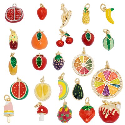 Mua Waterproof Colorful Fruit Necklace Pendant Non Tarnish Stainless Steel Diy Fruit Jewelry Charms Charms for Jewelry Making sản xuất trực tuyến