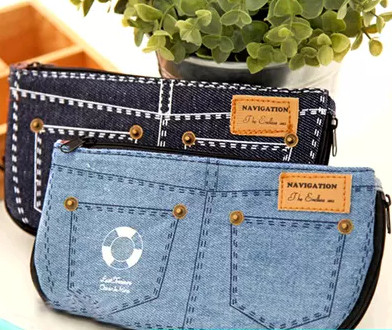 Canvas Pen Pencil Cosmetic Custom Bag Large Storage Pouch Bag With Zipper