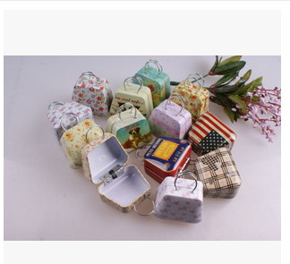 Promotional Gift Tin Boxes With Hinged Lids Handbag Shape Portable And Wear Resistant