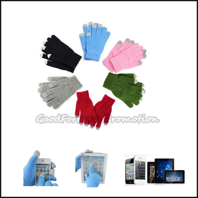 breathable knitted warm printed logo touch screen glove for iphone ipad moblie gifts