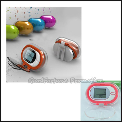 crystal portable waist clip hanging pedometer printed logo with display screen for jogging
