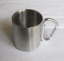 Practical Portable Carabiner Stainless Steel Mug Lightweight 220 Ml Mug For Outdoor