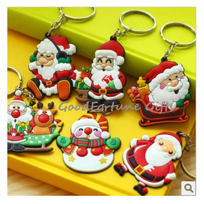 Soft Rubber Christmas Personalised Keyring Customized Silicon Santa Clause
