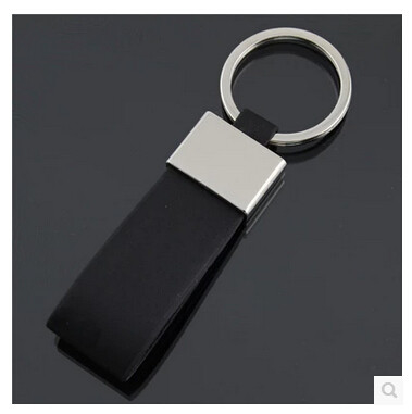 Rust Resistance Keychain And Lanyard Pu Leather Keychain With Metal Trim