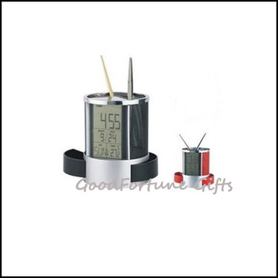 Personalized pen holder paper clip organizer with alarm clock for business gift