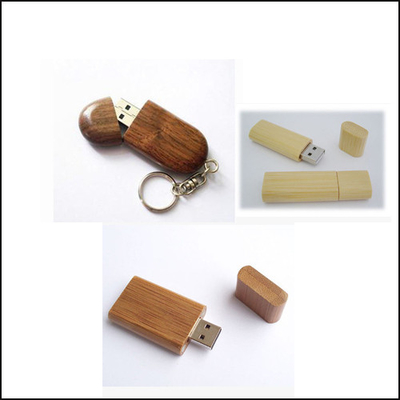 Smooth Finished Bamboo Flash Drive Disk With Laser Logo For Corporate Gifts