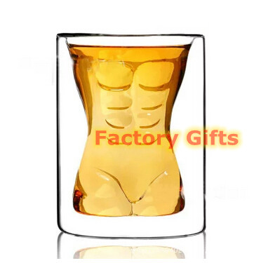 Muscle Man Themed Beer Drinking Cup Clear Glass For Bar Or Party Use
