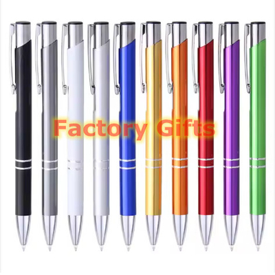 Push Action Aluminum Ballpoint Pen Laser Engraved Novelty Metal Ballpoint Pen