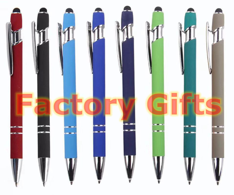 Customized Stylus Ballpoint Pen Laser Engraving Soft Touch Metal And Rubber