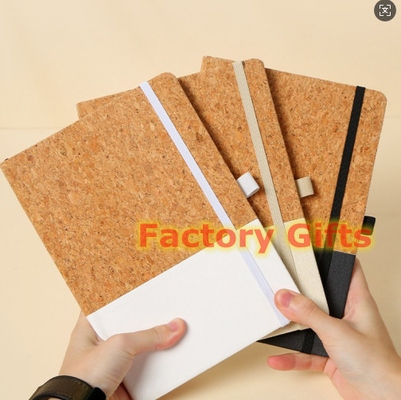 Eco Soft Cork Fabric Sticky Note Book Elastic And Ribbon Pen Holder Logo