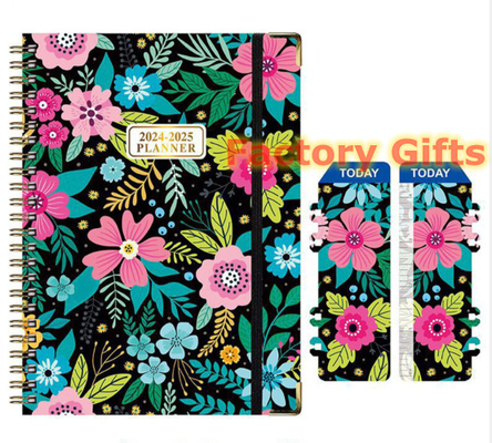 Gold Sprial Notebook Sticky Notes Elastic And Ribbon Sublimation Printing Personalised Planner Diary