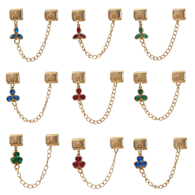 Fashion Popular Shamrock Charm Italian Bracelet Link Stainless Steel Pendant Charms Italian Chain Heart Charms