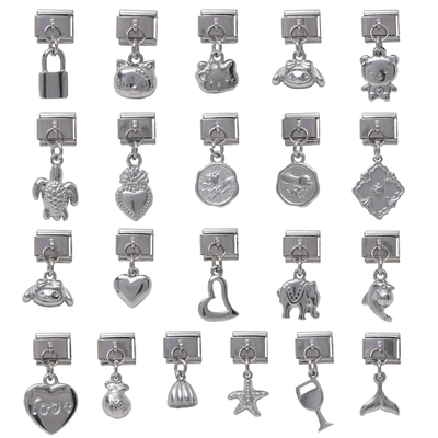 Fashion Designs Italian Charms Stainless Steel Cartoon Charm Sea Animal Heart Italian Pendants Charm Bracelets Jewelry