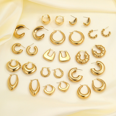 Luxury Geometric Unique Earrings for Women Non Tarnish Gold Geometric Hoop c Shape Earrings for Women
