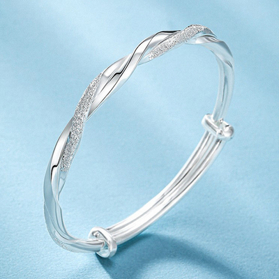 Ins Contorted Mobius Ring Bracelet Copper Silver Plated Interweave Mobius Curved Bangle Bracelet