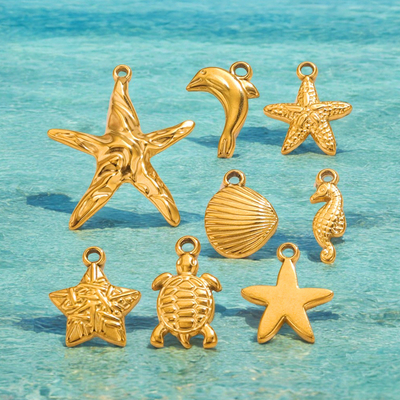 New Non Tarnish Sea Starfish Turtle Dolphin Pendants for Jewelry Making Stainless Steel Pendant Set Jewelry for Women
