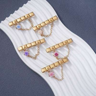 Fashion Popular Flower Charm Italian Bracelet Link Stainless Steel Charms Bracelet Italian Chain Flowers Charms