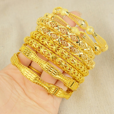 Dubai Bracelet Jewelry 24K Gold Plated Arabic Dubai Arabic Gold Bride Bangle Bracelet for Wedding