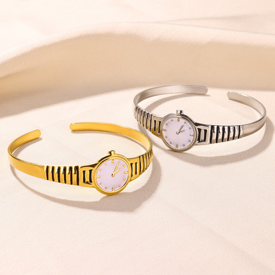 New Stainless Steel Watch Shape Creative Bracelet Oil Dripping Silver Gold Watch Cuff Bracelet
