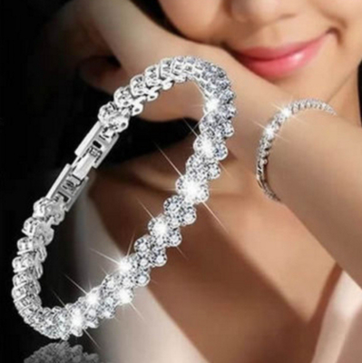 Luxury Bling Zircon Crystal Bracelet Brass Silver Rose Gold Diamond Moissanite Tennis Bracelet