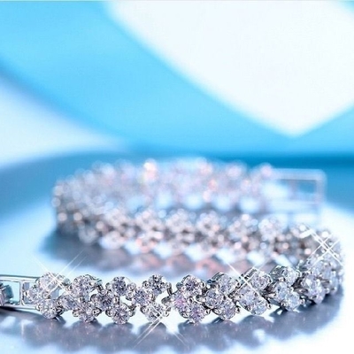 Fashion Moissanite Cuban Bracelet Brass Silver Rose Gold Zircon Diamond Tennis Bracelet With Moissanite