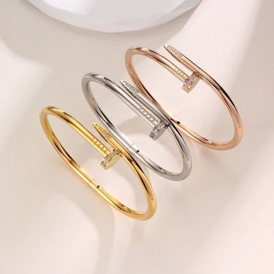 Fashion Brand Nail Bracelet Moissanite Stainless Steel Silver 18K Gold Love Nail Head Bangle Bracelet