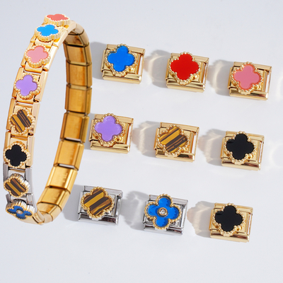 Personalized 9mm Waterproof Stainless Steel Italian Charms for DIY Making New Arrival Fashion Flower Italian Charms Bracelets