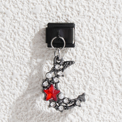 Punk Designs Italian  Charms Stainless Steel Black Moon Star Italian Pendants Charm Bracelets Jewelry