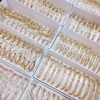 Fashion Jewelry Bracelets Gold Plated Diamond Iced Out Bracelet Mixed Zircon Bangle