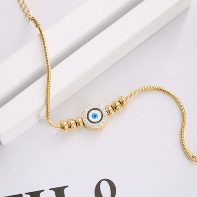Cross-border Blue Diamond Devil's Eye Stainless Steel Bracelet Simple and Versatile Blue Eyes Retro Waterproof Jewelry