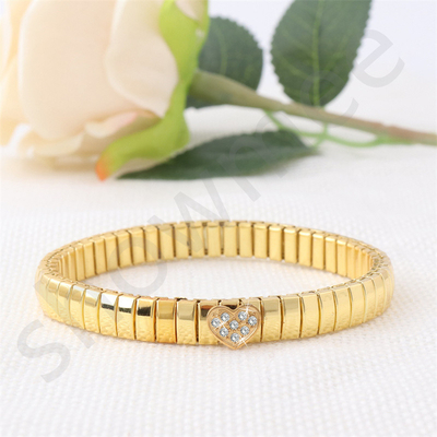 2024 Hot Sale New Product Wholesale Simple Stainless Steel Gold Gem French Elastic Bracelet