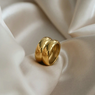 Anel de Moda 2023 Tendência Aço Inoxidável Liso Aliança de Casamento Anel Grosso Anel Detalhado Deslumbrante para Senhoras