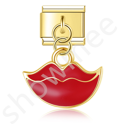 YIWU Italiaanse Charm RVS Diverse Kleuren Sexy Lip Italiaanse Charm Armband