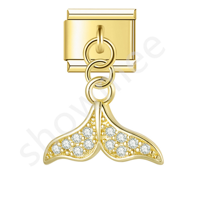 YIWU Fashion Italian  Charm Stainless Steel Human Fishtail Crown Gem Gold Crown Pendant Bracelet
