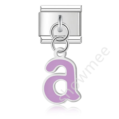 YIWU Italian  Charm Bracelet Stainless Steel Couple Colourful English Letters A~z Pendants Bracelet