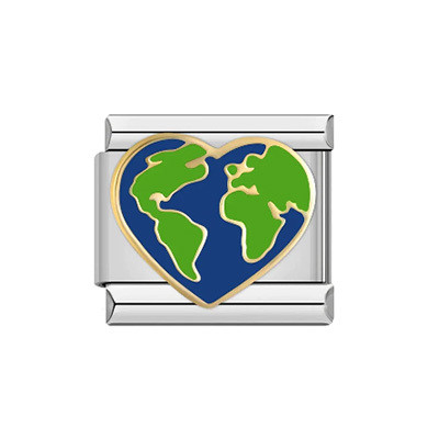 Italian Charm Bracelet for Couples Stainless Steel Earth Bracelet Rainbow Heart Chain Bracelet