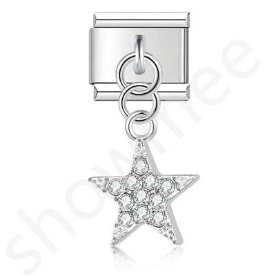 Fashion YIWU Italian  Charm Stainless Steel Diverse Colors Star Pendant Italian  Charm Bracelet