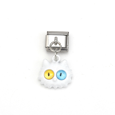 Fashion Cartoon Stainless Steel Two-Tone Cat's Eye Monster Pendant Italian  Charm Cat Bracelet