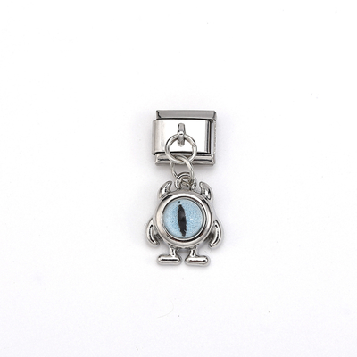 Cartoon Stainless Steel Fashion Italian  Charm Cat's Eye Monster Pendant Italian  Charm Bracelet