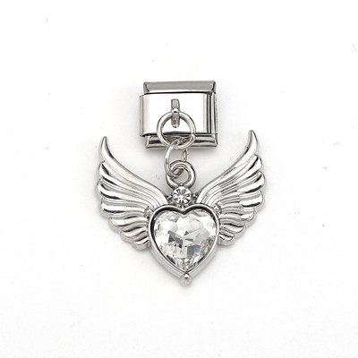 2024 New Product Stainless Steel Italian Charms Wing Heart Pendant Italian Charms Bracelet