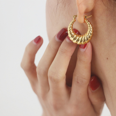 XM20019 Stainless Steel Shrimp Pattern Earrings Hoop Earrings Croissant Earrings Women